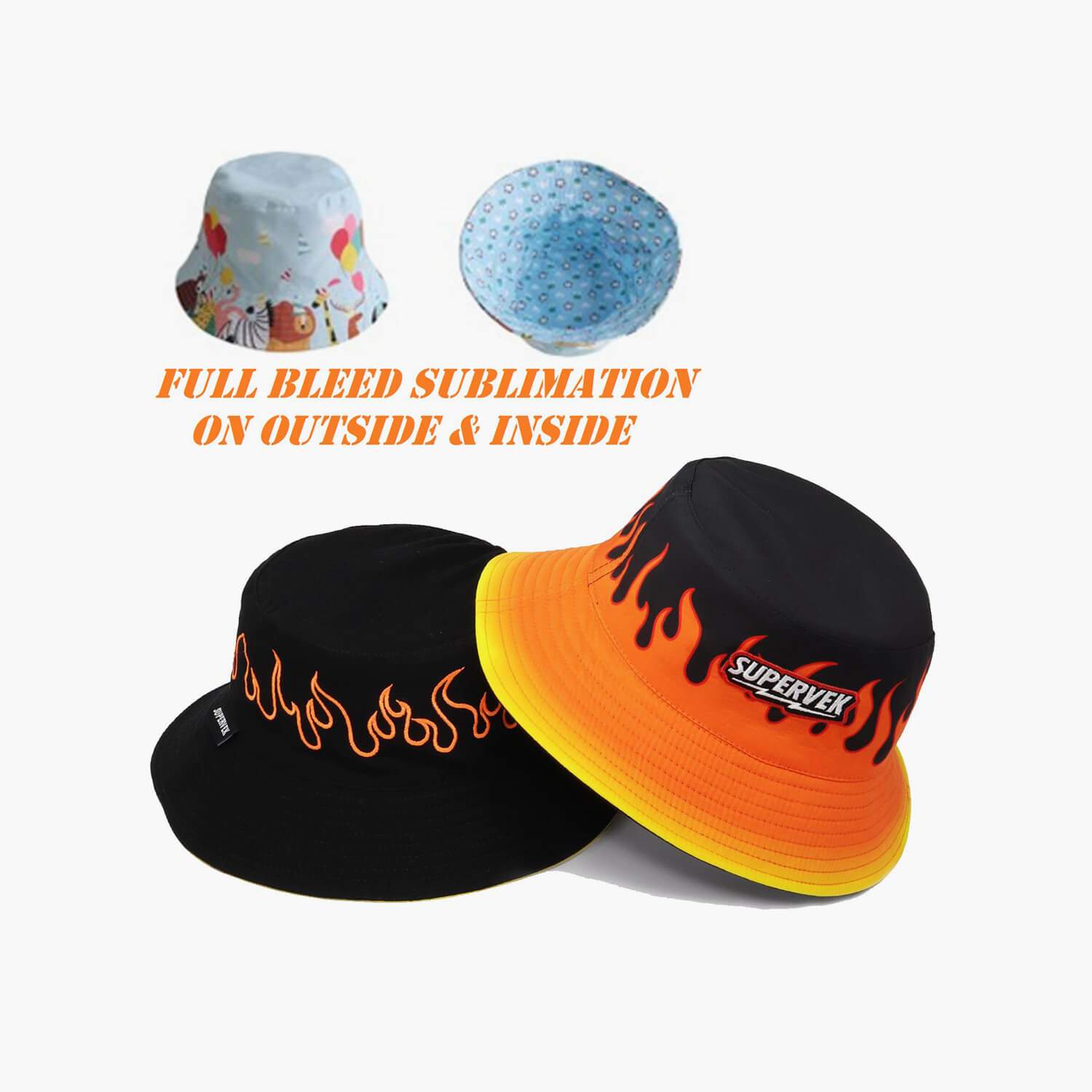 Reversible Bucket Hat With Dye Sublimation