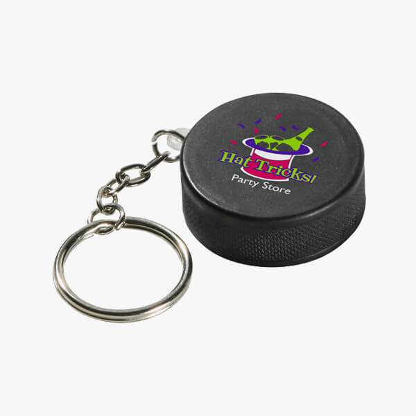 Hockey Puck Stress Reliever Key Chain