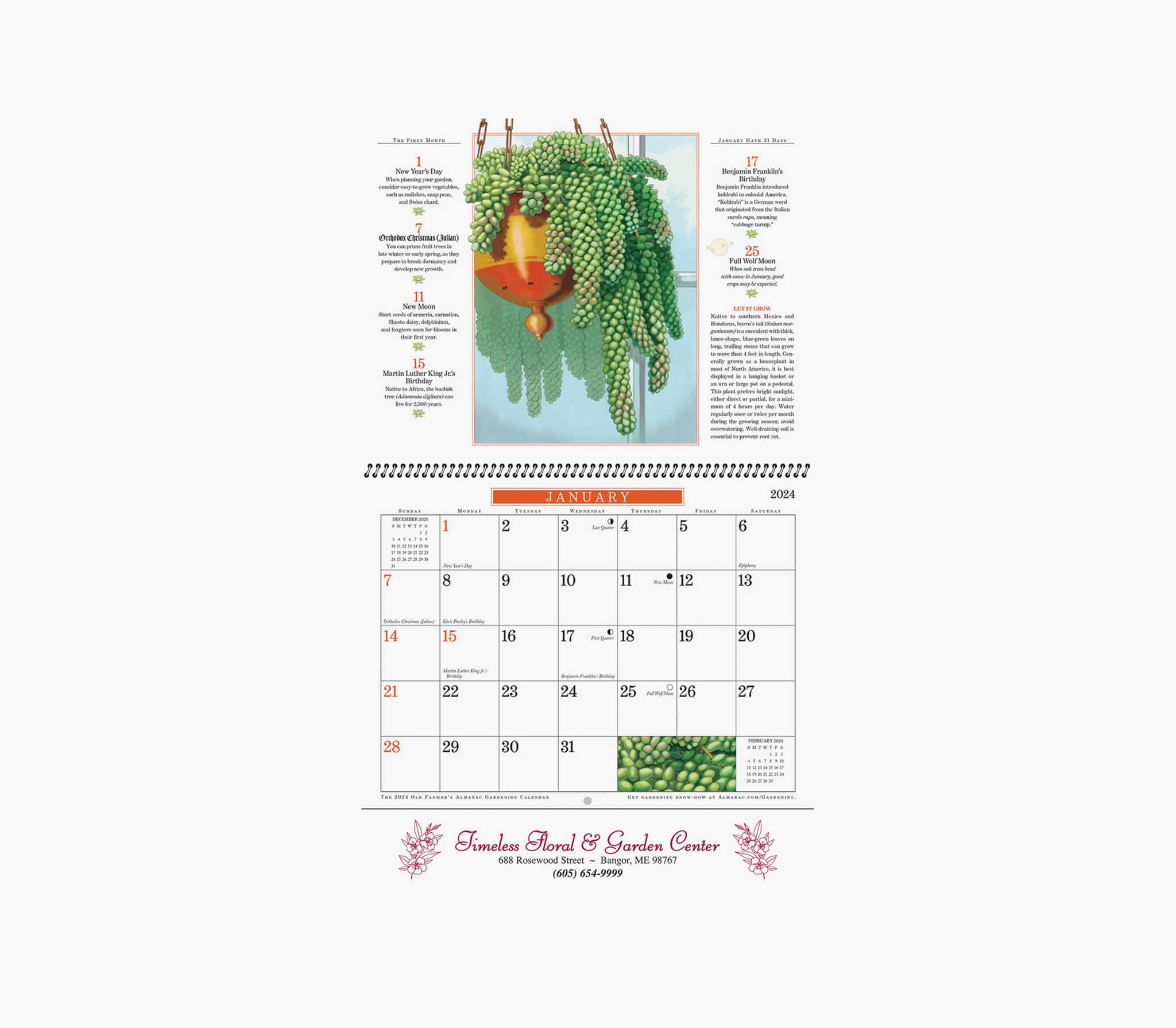 The Old Farmer's Almanac Gardening Spiraled Calendar HALO Branded