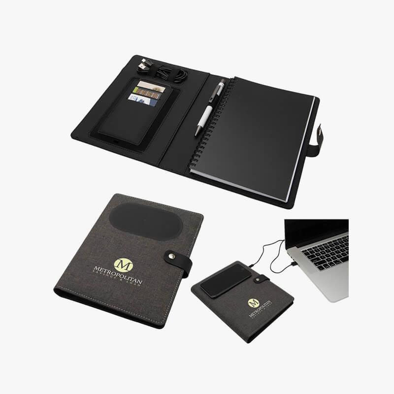 Navigate Notebook With Wireless Phone Charger | HALO Branded Solutions